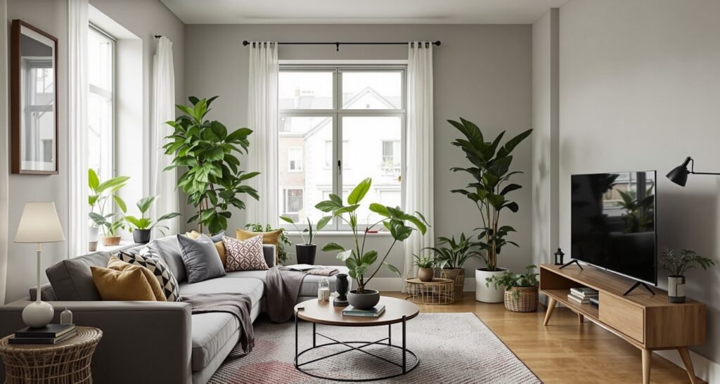wonenkamer groene planten